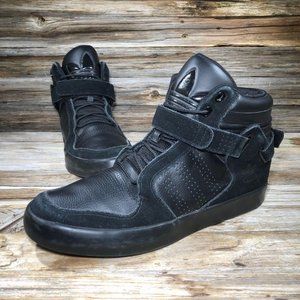 black adidas leather